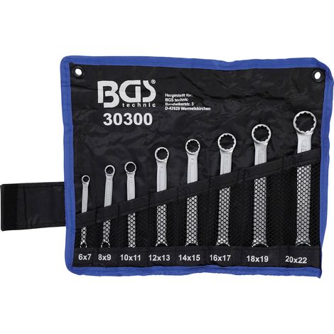 BGS Doppel-Ringschlüssel-Satz extra flach SW 6-22 mm 8tlg. - 30300