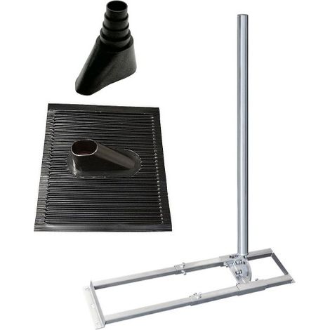 Support de chevrons de toit Charpente Fixation Antenne Parabole Acier 1m Mât 48mm + Manchon Noir + Tuile plastique / Alu Noir (1/5)