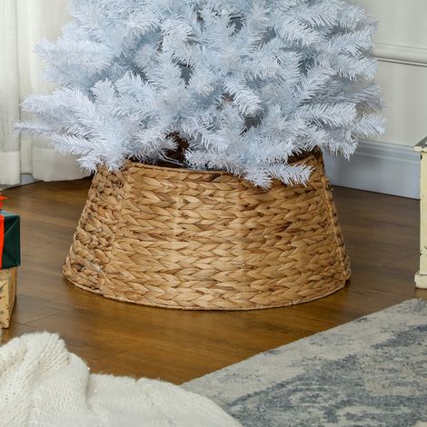 Revestimiento para soporte de árbol de Navidad, estilo rústico, tejido, jacinto de agua, refuerzo metálico (1/5)