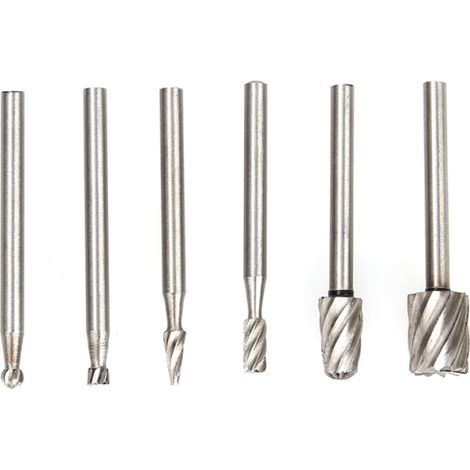 Satz mit 6 HSS-Fräsern für Rotationswerkzeuge, Kopfdurchmesser 3,17 mm bis 8 mm, SG (1/5)