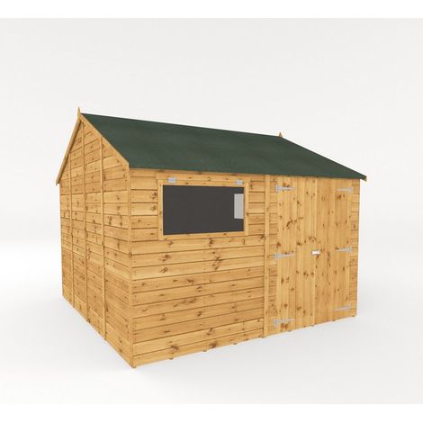 10 x 10 Feet Premium Shiplap Reverse Apex Workshop - Timber - L322.7 x W308.2 x H250.3 cm - Brown