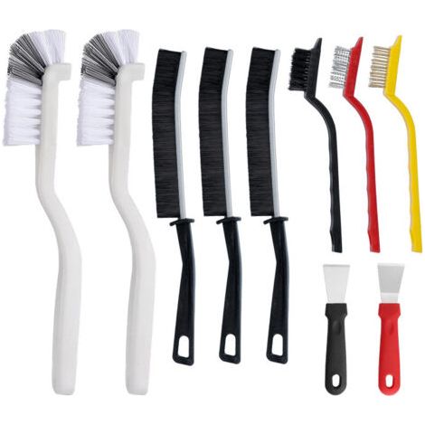 1 ensemble 10 Pièces Brosse de Nettoyage des Interstices, Brosse Nettoyage pour Cuisinière, Brosse Joint Carrelage, Grattoirs, Brosse a Joint Poils Durs pour Cuisine, Salle de Bain, Rainu (1/5)