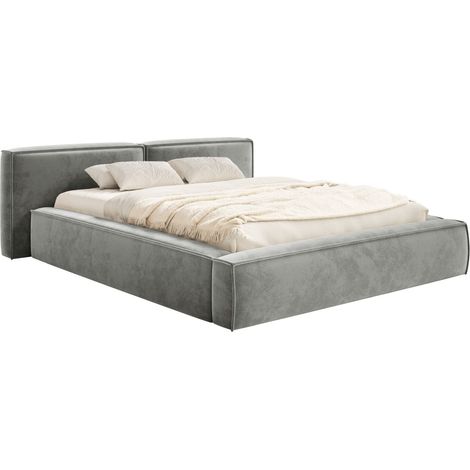 Selsey Tilves Low – Polsterbett 180x200 mit Bettkasten und Lattenrost, Velours, grau