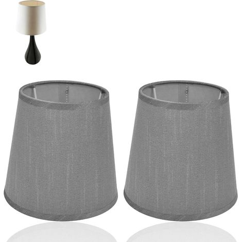 Small Lampshade, 2 x Barrel Fabric Pendant Lampshades Chandelier Modern Mini Shades for Table Lamp and Wall Light (Grey) (1/5)