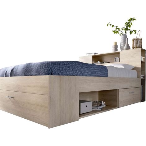 Cama compacta matrimonio Pozo Alcón en natural, 95cm(alto) 147cm(ancho) 219cm(largo) (1/5)