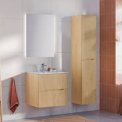 Set di mobili da bagno con lavabo Isaline rovere chiaro 60cm (1/5)