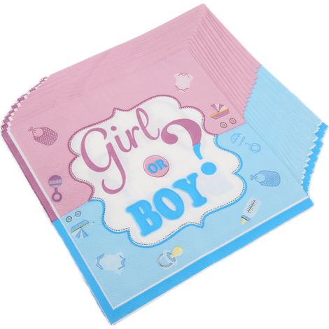 Lot de 32 serviettes en papier, modèles fille et garçon, élégantes, résistantes et ravissantes, idéales pour les fêtes de bébé. (1/5)