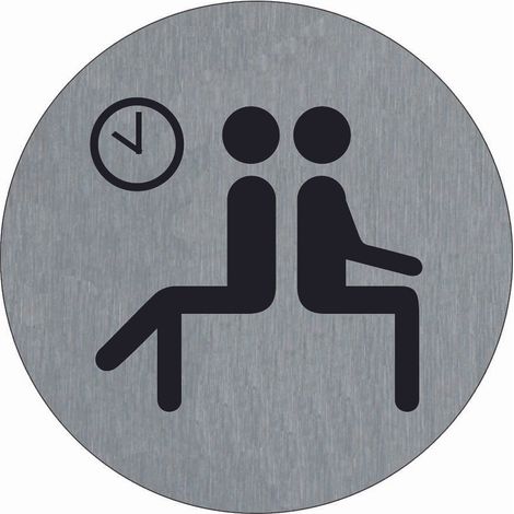 Plaque de porte Hall Salle d'Attente - Aluminium brosse Ø75mm - 4383088