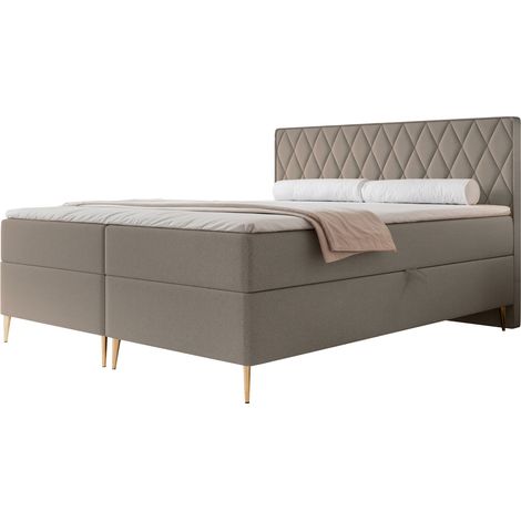 Selsey Caresso - Boxspringbett 160x200, Bonellmatratze, Topper, Chenille, hellbraun (1/4)