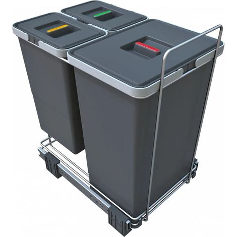 Abfallsammler Ecofil 24+8+8L mit Deckel Abfallsystem für Korpusbreite ab 40 cm (1/4)