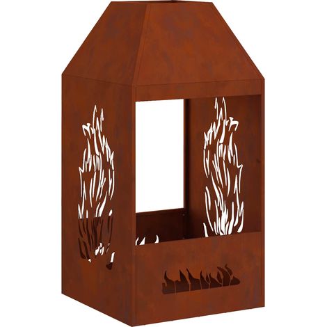 Braise Marron 50 x 50 x 100 cm Acier Corten (1/5)