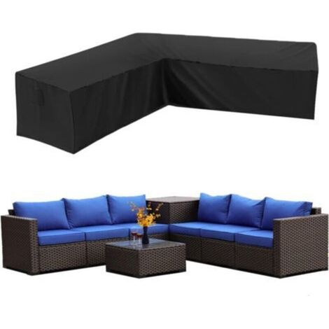 Housse de canapé d'angle imperméable en polyester 210D Oxford, forme L pour meubles de jardin (300 x 300 x 98 cm), anti-poussière (1/4)