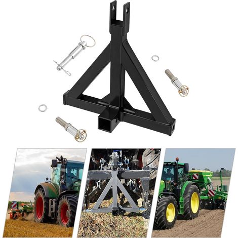 Attelage de remorque à 3 points pour remorques et matériel agricole, rail de terre cultivée avec suspension à trois points, triangle de rail de terre cultivée avec boulon d'embrayage (1/5)