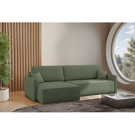 Ecksofa Schlafsofa Sofa LOUIS Stoff Scala Grün Ottomane Links (1/4)