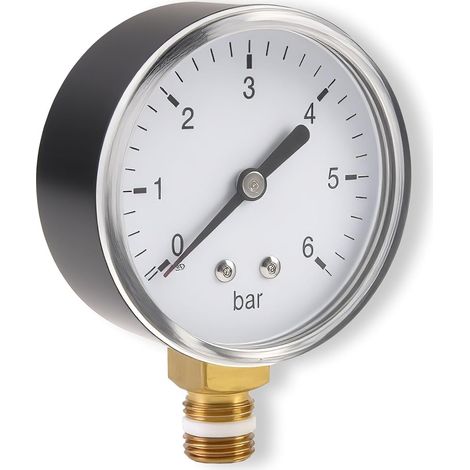 0-6 bar water pressure gauge, 1/4 inch compressed air pressure gauge, brass connector BSP, pressure gauges, compressed air holder on the back to control (1/5)