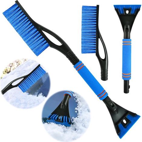 Raschietto per ghiaccio per auto con scopa 2 in 1, raschietto per ghiaccio rimovibile, spazzola per neve, regalo per automobilisti (blu)
