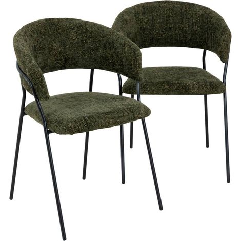 Chaise arrondie tissu vert Kanoa (lot de 2)