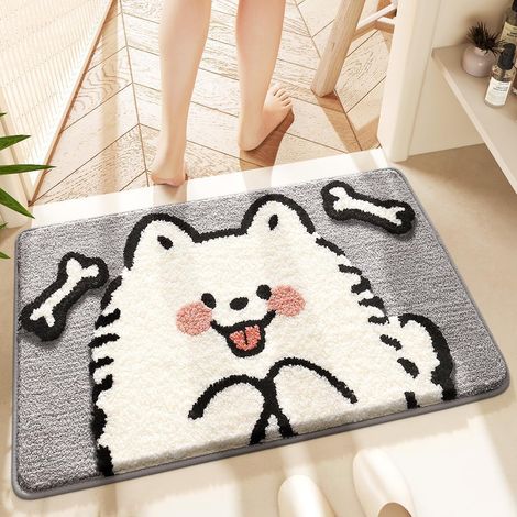 Tapis de bain mignon, tapis de salle de bain antidérapant, tapis de douche doux, tapis de sol amusant en peluche microfibre absorbant l'eau pour chambre d'enfant, chambre à coucher, cuisine, 40x60cm (1/5)