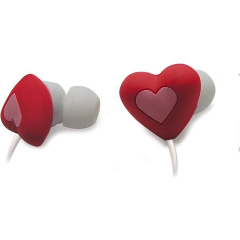 Auricolari filari stereo Cuore 1,2 m - Rosso