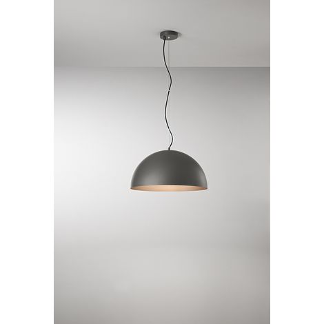 Suspension en Métal 10S48560 GR, Structure en Acier Gris et Marron Métallisé, Diamètre 50 cm, Douille E27, 60W - Luminaire Design par Perenz