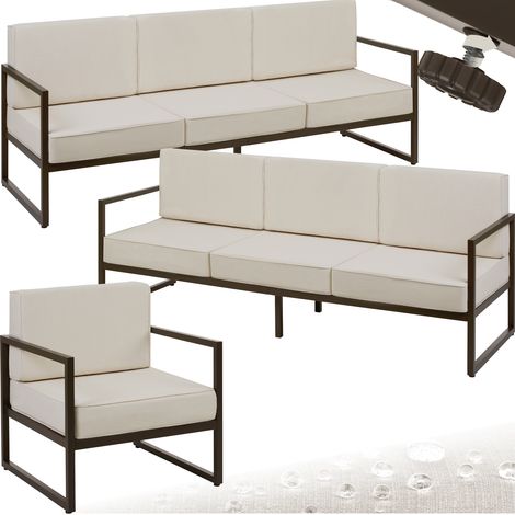 Salon de jardin 7 personnes avec rembourrage XXL brun (1/5)