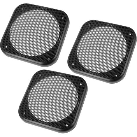 Grilles de Haut-parleurs Carrées en Fer Noir 3 Pièces, Protection Décorative et Résistante pour Caisson de Basses Audio Voiture, Installation Facile pour Usage Quotidien (1/5)