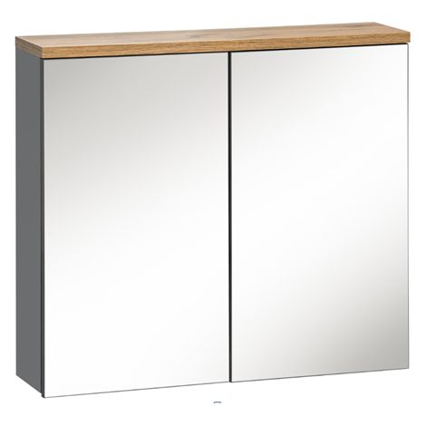 Armoire de salle de bain Cintra Graphit - 60 x 20 x 70 cm - Rangement mural avec miroir - Livraison gratuite