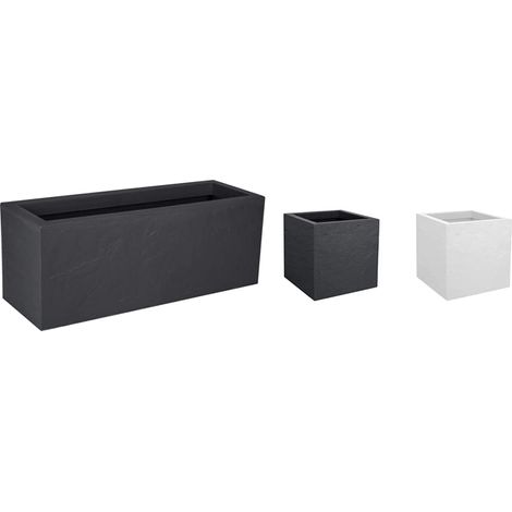 Jardinière 57 L - Décor Imitation Pierre - 79,5 x 29,5 x 29,5 cm - Gris Anthracite (1/5)