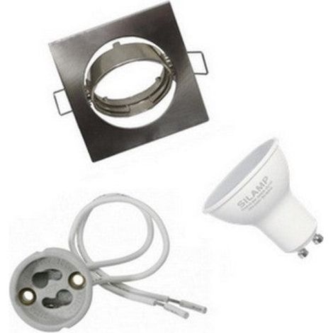 Kit Spot LED GU10 encastrable avec Ampoule LED 6W - Blanc Froid 6000K - 8000K - SILAMP (1/2)
