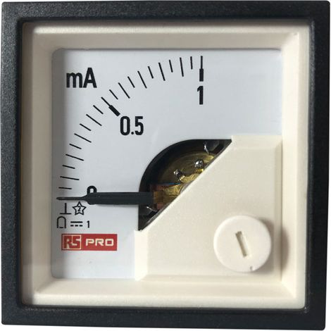 Ampèremètre analogique de panneau V c.c. RS PRO, Echelle 1 (Input)mA, 48mm x 48mm ( Prix pour 1 ) (1/3)