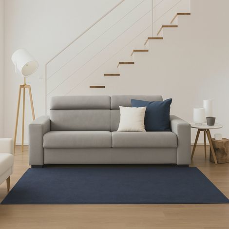 Talamo Italia - Divano fisso 3 posti Vigolana, Sofà in tessuto imbottito, Poggiatesta regolabili e Braccioli slim, 100% Made in Italy, Cm 220x95h85, Grigio (1/5)
