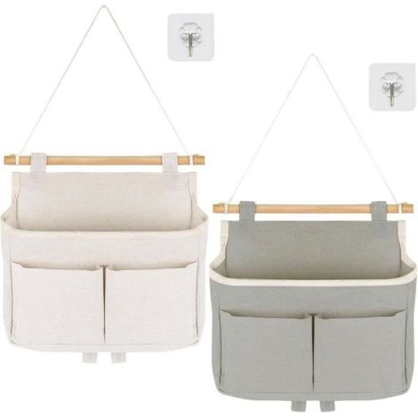 2Pcs Sac de Rangement Suspendu Salle de Bain Organisateur de Porte Vide Poche Mural Rangement Tissu Mural P MOUSTIQUAIRE DE CAMPING (1/5)