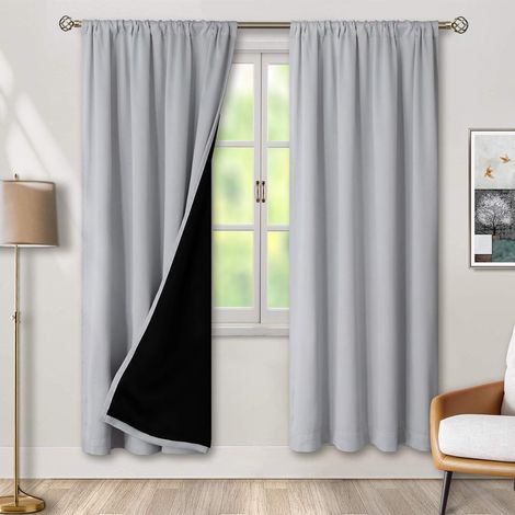 Rideaux Passe-Tringle 132x213 cm - Créez un Espace Calme, 100% Occultants pour Sommeil Profond, Lot de 2 (1/5)