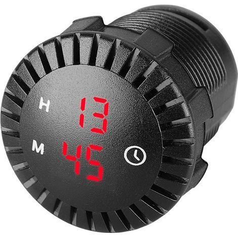 Horloge LED de voiture Horloge tactile Horloge numérique de voiture étanche 12V / 24V Mini horloge digitale led Mini Horloge De Moto Diamètre de 2,01 pouces pour Voitures, navires, SUV,rouge (1/5)