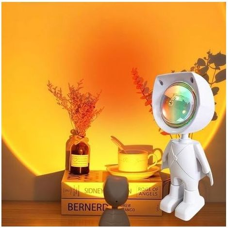 7-farbige, astronautenförmige Sonnenuntergangsprojektorlampe, 360° drehbare Sonnenuntergangslampe, für Fotohintergründe, Schlafzimmer, Partys (1/5)