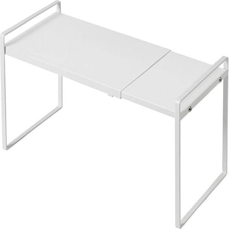 Étagère extensible pour placard, rangement empilable pour comptoir de cuisine, support à épices réglable, blanc (1/5)