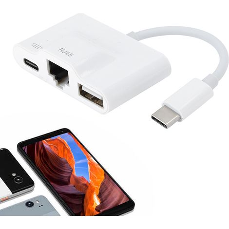 Adaptateur USB-C vers RJ45 Rechargeable pour Ordinateurs Portables et Tablettes, Connexion Ethernet Haute Vitesse (1/5)