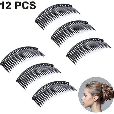 Peigne Latéral - 12 Pièces - Plastique Résistant - 12,6 x 4,5 cm - Accessoire Coiffure Femme - Pour Cheveux Fins ou Épais (1/5)