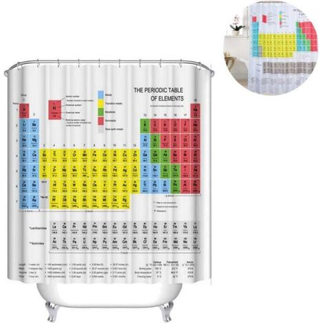 180x180cm douche décorative tableau périodique multiplication avec numéro coloré, rideau de Bain polyester imperméable (1/4)