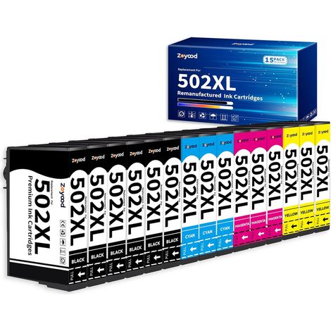 502 XL Cartouche d'encre Compatible pour Epson 502XL Cartouche Multipack pour Epson Expression Home XP-5100 XP5100 XP-5105 XP-5150 XP-5155 Workforce WF-2860 WF-2865 WF-2880 WF-2885 (Lot de 15) (1/5)