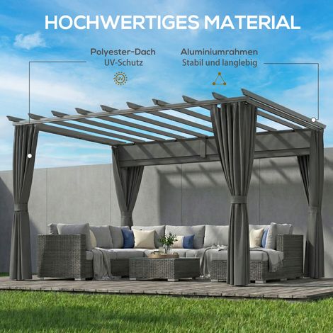 Pergola 3,6 x 3 m, abri de jardin en aluminium, toit de terrasse réglable, ton anthracite, pavillon extérieur