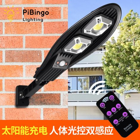 Nueva farola solar para exteriores, ideal para jardines rurales, con sensor de detección de personas integrado y 60 LED COB (sin mando a distancia). (1/4)