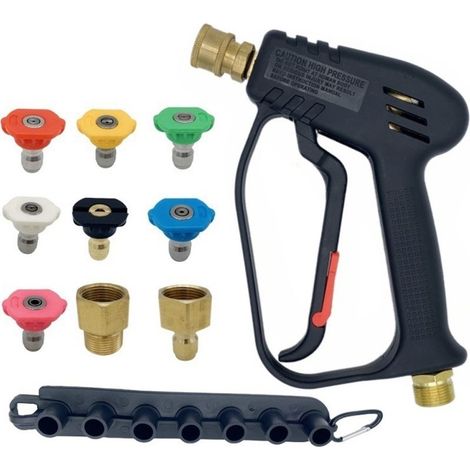 High Pressure Washer Gun, 4000 PSI, M22 (14mm) Interface and Karcher Quick Connect with 5 Car Wash Water Nozzle Tips (1/5)
