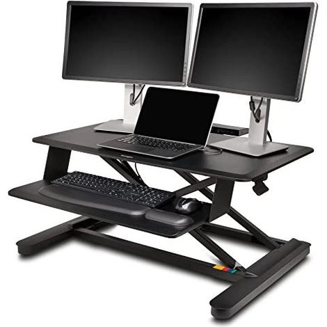 Kensington K52804WW - Estación de Trabajo con Asiento Ergonómico Montado, Estructura de Dos Niveles para la Configuración de la Superficie del Escritorio Principal, Teclado, Ratón y Monitor Doble (1/5)