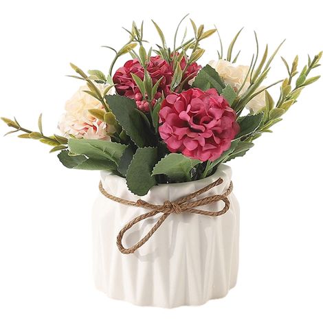 Hydrangea Artificielle - En Pot Céramique Blanc - Fleur Synthétique Réaliste Sans Entretien - Décoration Intérieure Maison Bureau Événement - 1 Pièce (1/5)