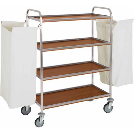 Chariot à linge inox 4 niveaux avec 2 sacs - Diamond
