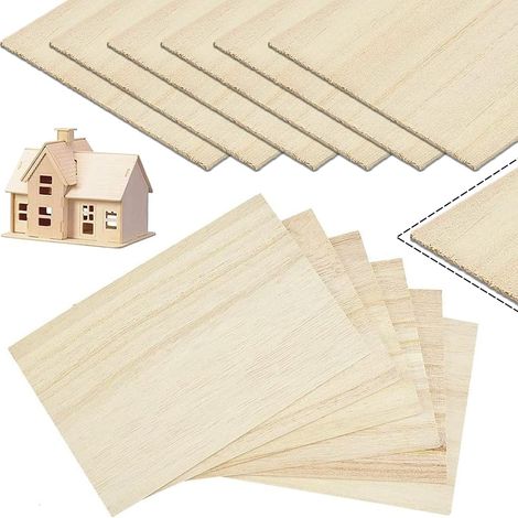 Lot de 12 feuilles de bois de balsa,200x100x1mm mince,lumière carrée de contreplaqué non fini modèle artisanal plaque en bois pour avion,bateau (1/5)