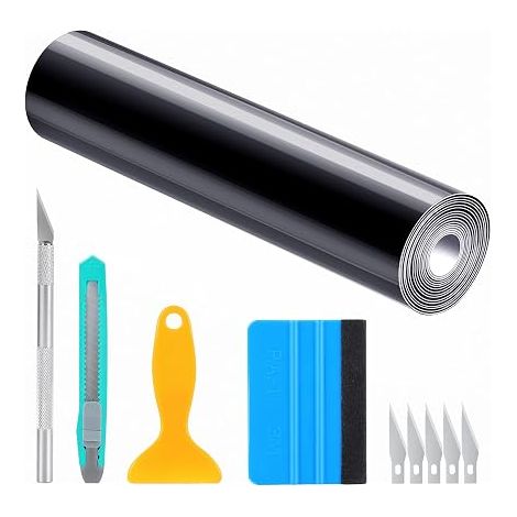 Car Film Glossy Flexible Waterproof Vinyl Car Paint Film DIY Bubble-Free Decorative Film with Installation Accessories 300 x 30 cm Black for Bike Motorcycle (1/5)