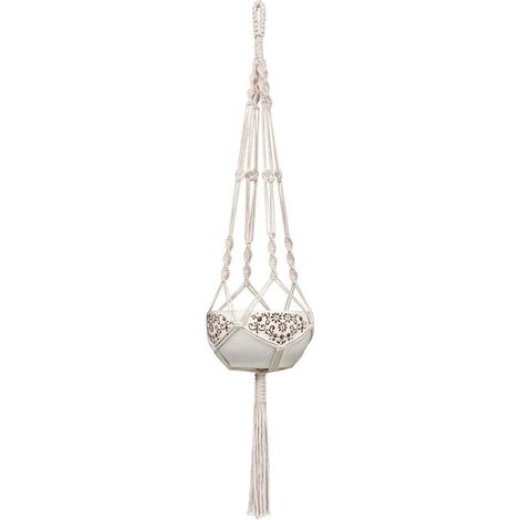 Panier suspendu en corde, pot à fleurs en dentelle, support suspendu en coton pour plantes, décoration de jardin et intérieur, longueur 105 cm (1/5)