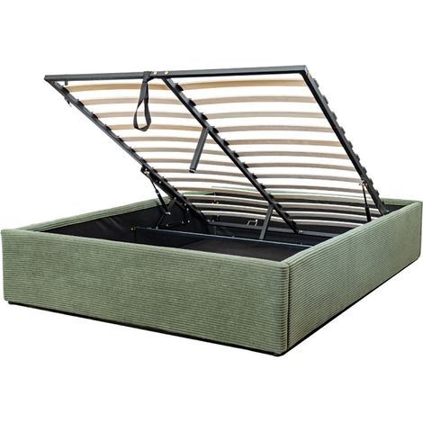 Letto contenitore 140x190 cm rivestito in velluto - ROMY